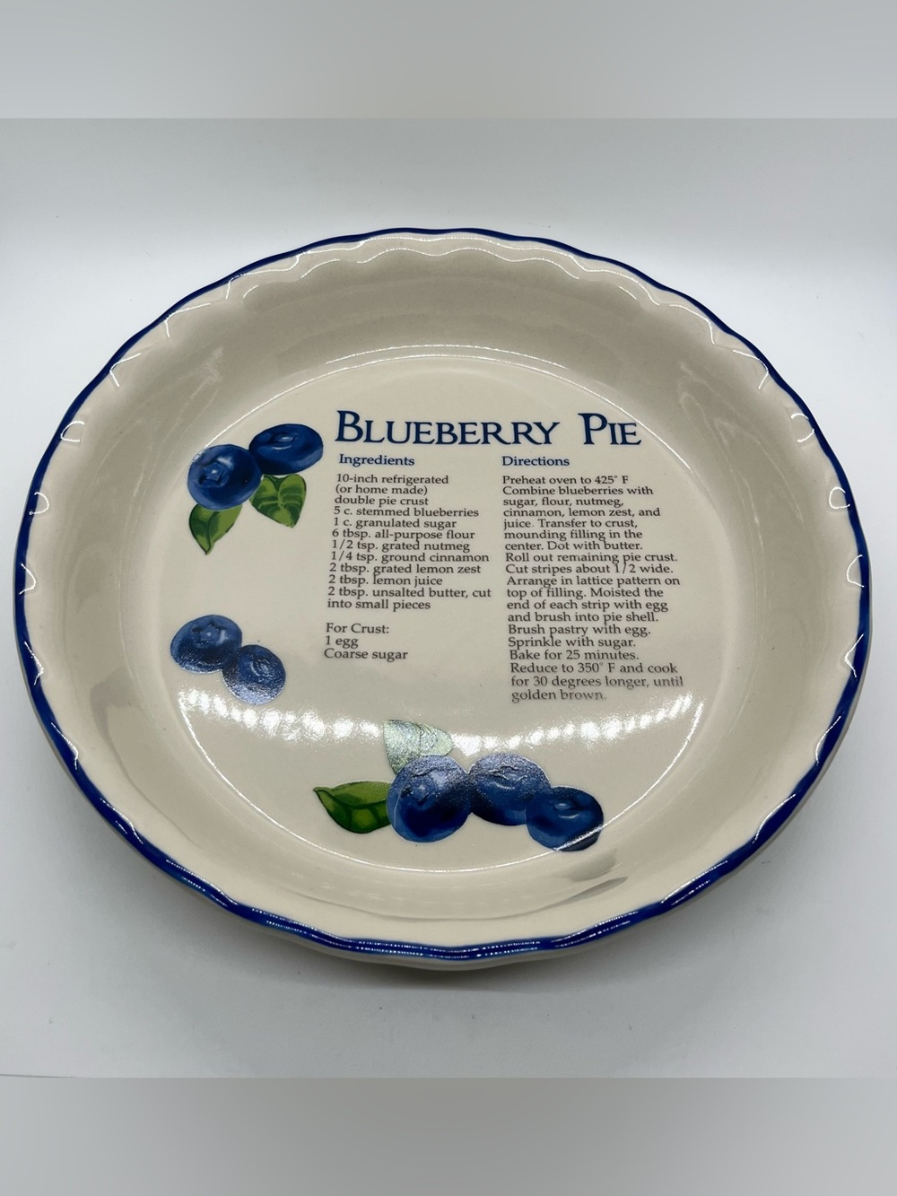 Gold Coast Ceramic Blueberry Pie Deep Dish